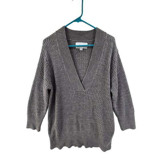 Avenue Needle Works Women's Long Sleeve V-Neck Sweater Gray Size 22/24 - Picture 1 of 6